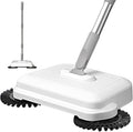 Floor Sweeper, 2-in-1 360° Rotating Hand Push Sweeper, High Efficient Carpet Sweeper with Long Handle, Hanging Manual Vacuum Sweeper for Home Office, Carpet Sweeper, White
