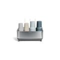 simplehuman Bottle Dock, Steel Frame Fast Drying Bottle Rack, Three-Compartment Organizer for Tumblers, Caps & Straws, Brushed Stainless Steel