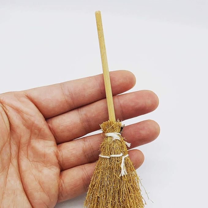Toyvian Witch Broom Witch Broom 5Pcs Artificial Mini Miniature Props Mini Straw Fairy Hopuse Micro Landscape Decoration Stick Kids Cinnamon