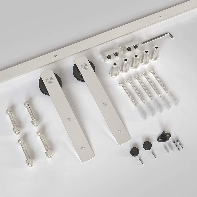 EaseLife 6.6 FT Brushed Nickel Sliding Barn Door Hardware Track Kit,Straight Pulley,Heavy Duty,Slide Smoothly Quietly,Easy Install (6.6FT Track Kit for 36"~40" Wide Single Door)
