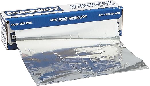 Boardwalk 7110 Premium Quality Aluminum Foil Roll, 12" x 500 ft, 16 Micron Thickness, Silver