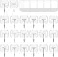 20 Hooks-25 Removable Strips, Small Clear Wire Hooks Value Pack, Damage Free Hanging Wall Hooks with Adhesive Strips, Removes Cleanly, No Tools Utility Hooks for Hanging Decorations