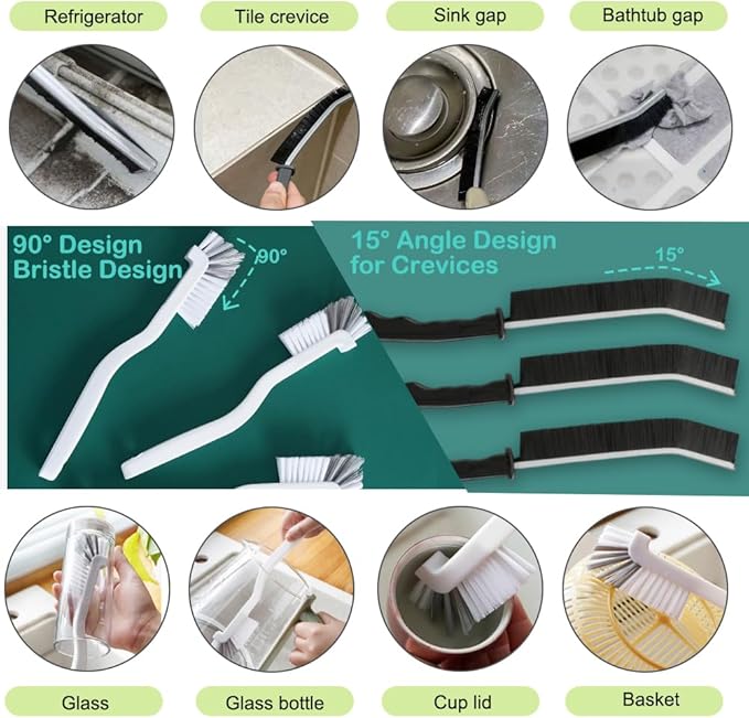 CEYAZYE 18Pcs Crevice Cleaning Brush Set, Window Track Cleaner Tools, Multifunctional Groove Gap Cleaning Scrub Brushes Kit for Sliding Door, Sill, Tile Lines, Shutter, Car Vents, Bottle, Keyboards