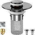 Sink Stopper Hair Catcher, Pop-up Sink Drain Strainer with Removable Stainless Steel Strainer Basket Hair Catcher, Bathroom Sink Strainer for Bathroom Sink Stopper Replacement (2pcs)
