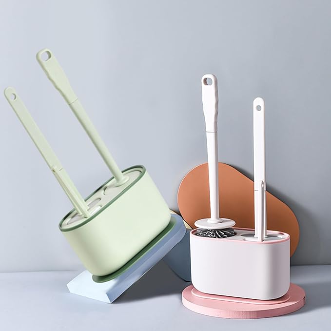 Plastic Toilet Brush Set, Strawberry Green, Bathroom Accessories, Includes 2 Toilet Brushes & Holder