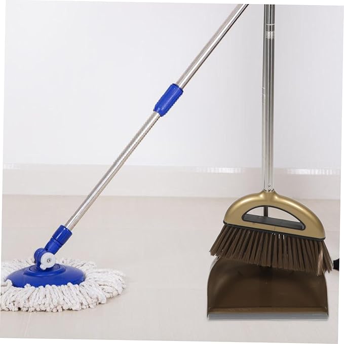 FRCOLOR Broom Dustpan Gold Broom Scraper Set Long Handle Dustpan for Home Cleaning
