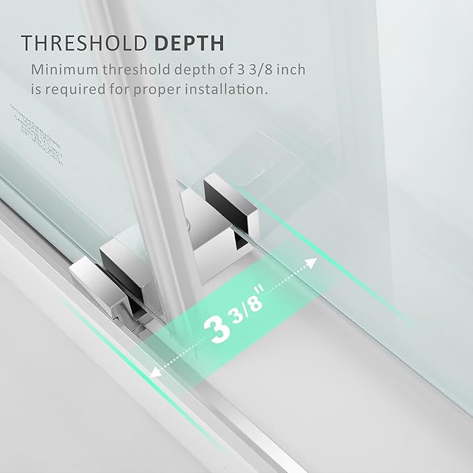 Frameless Shower Door 56-60'' W x 62'' H with 3/8" (10mm) Clear SGCC Tempered Glass,Chrome Stainless Steel Handles Shower Glass Door for Bathtub,Tub Shower Door Double Sliding Reversible Installation