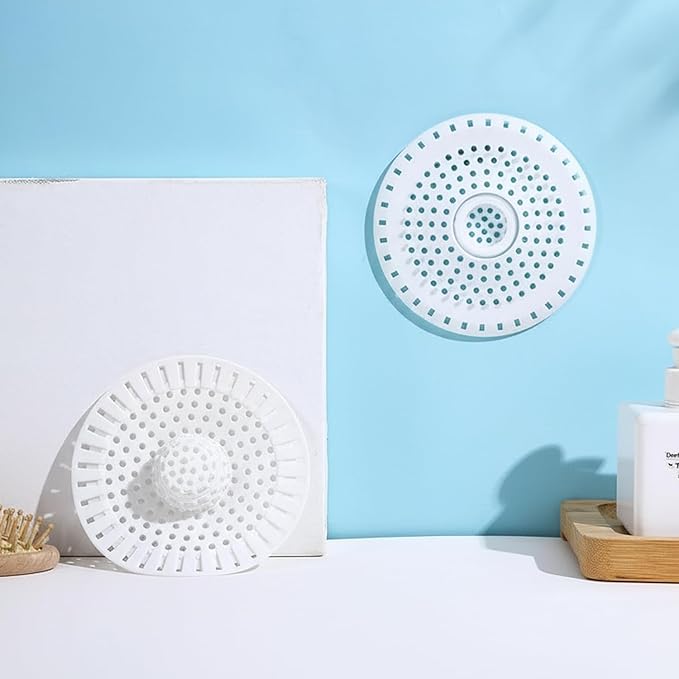 Shower Drain Hair Catcher, Premium Silicone Drain Protector & Shower Drain Cover for Regular Drains of Shower Room, Bathroom, White