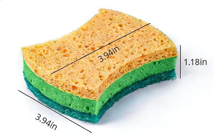 6 Pack Heavy Duty Kitchen Sponge Dish Sponges Double-Sided Dishwashing Scrub Sponges (Green)