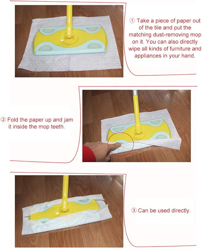 TOPINCN 100Pcs Paper Electrostatic Paper, Mop Paper Easy Sweep Floor Duster Cloths Mop Pads Floor Cloth Refills Electrostatic Cloths for Floor Window Camera Wall Door