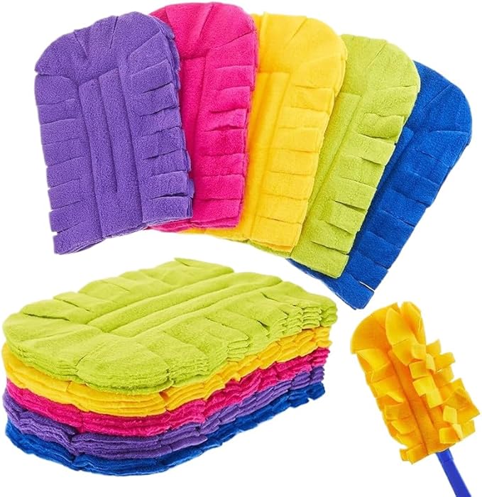 6 Pack 360° Electrostatic Duster Refills Compatible with Swiffer Hand Duster, Reusable & Washable Heavy Duty Duster Pads for Dust, Hair, Furniture, Blinds & Ceiling Fans, (Handle Included) (6 Pack)