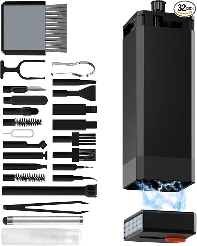Keyboard Cleaning Kit Laptop Cleaner, All-in-1 Multi-Function Electronic Cleaner Kit, Screen Spray Cleaning Brush Tool PC Accessories for iPhone iPad MacBook Earbud Camera Monitor Computer (Black)