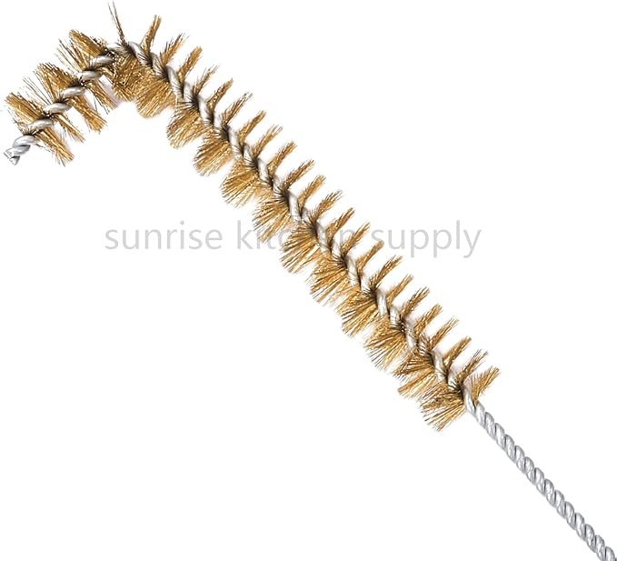 SUNRISE Fryer Brush with Long Handle (Brass with Plastic Handle, L and Double Brush)