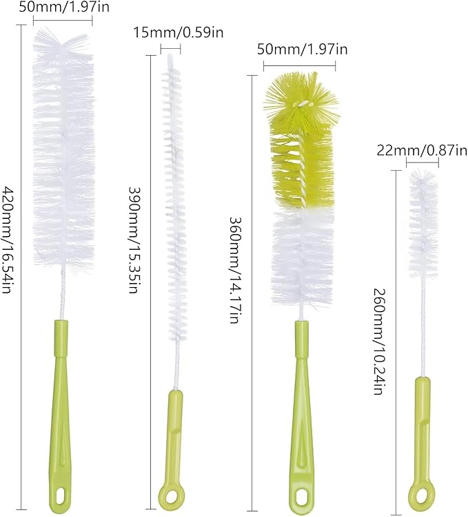 4 Pcs Bottle Cleaning Brush Set 4 Different Brushes for Cleaning Inside Tea Kettles Sports Water Bottles Coffee Jugs Juice Pitchers Espresso Machine Cleaning Products