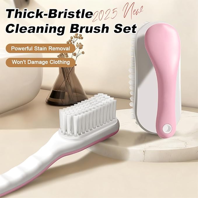 2Pack Shoe Cleaning Brush Household Laundry Clothes Scrubbing for Stains Bathroom Ergonomics Grip Easy Hold (2, Purple)
