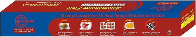24 Inch Extra Wide Extra Heavy Duty Aluminum Foil Roll, 24 Inch Width x 250 Feet length, 500SQFT, 30 Micron Thick, Extra Heavy Duty grill foil, extra wide tin foil for cooking, wrapping,baking and BBQ