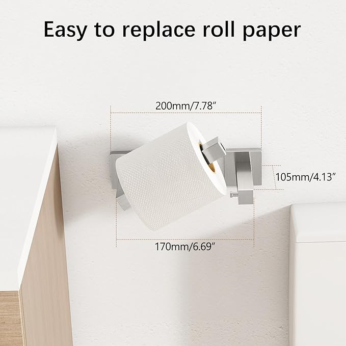 Toilet Paper Holder Wall Mounted Post Pivoting Square Tissue Holders Roll Holder Hangers for Bathroom Commercial Toilet Paper Dispenser, Brushed Nickel