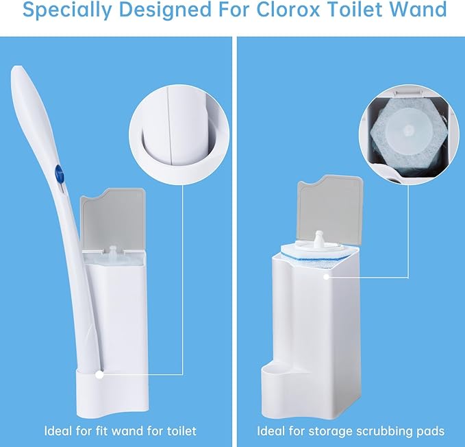 Holder for Clorox Toilet Wand, Compatible with Clorox Toilet Wand Holder only, White & Gray