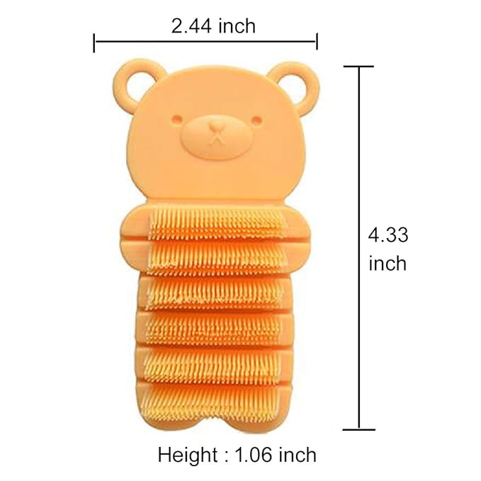 Nail Scrubber Brush Kids, Finger Nails Scrub Scrubbing Cleaning Washing Brushes with Soft Bristle for Baby and Children, Animal Style and 2 Colors Choice (Yellow)