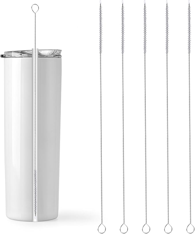 5 Pcs 12 Inch Straw Cleaner Brush for Tumbler Straws, Extra Long Straw Brush 4mm Wide Bottle Cleaner Brushes with Metal Handles Reusable Drinking Cup Cleaners Brushes for Sippy Cup