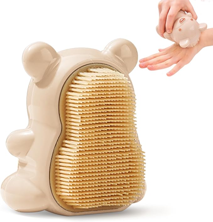 Bear Fingernail Brush, Kids Nail Brush with Soft Bristles - Nail Cleaning Brushes for Hand, Toes for Children, Women and Girls (Beige)