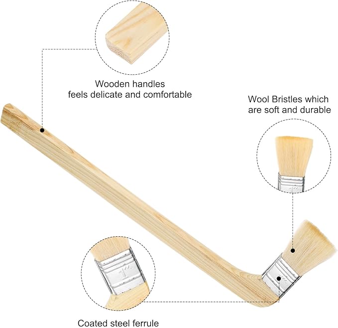 HARFINGTON Paint Brush 2Pcs 1" Brush Width Soft Wool Variety Angled Bend Brushes Radiator Paint Brush for Painting Furniture Walls Treatment, Light Brown