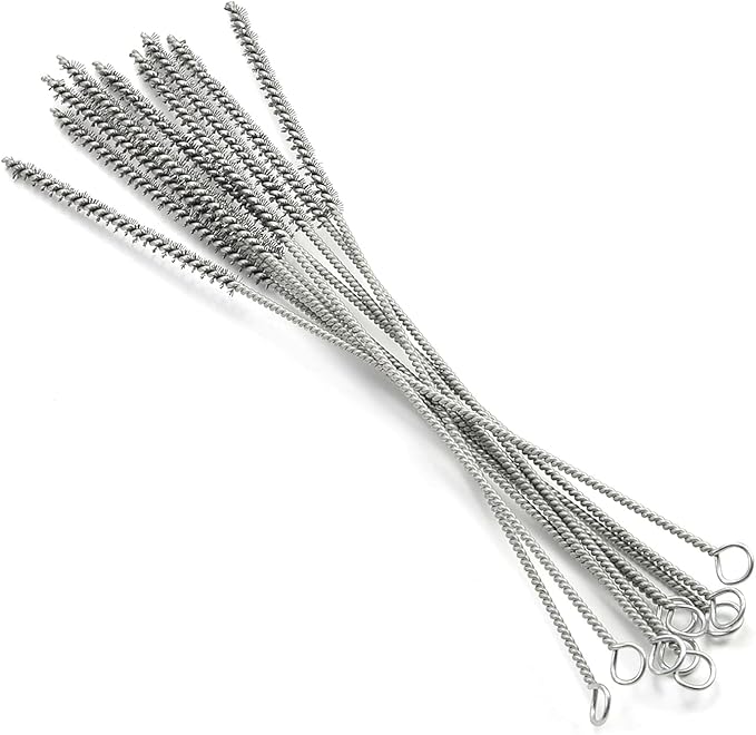 Utoolmart Steel Wire Tube Brush 12" x 1/4" Spiral Long Handle Cleaning Brush for Tube Bottle Pipe Welding Slag Rust Remove Cleaning Tool,10pcs