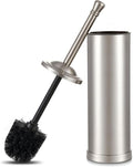 Brushed Nickel Toilet Brush and Holder Set,304 Stainless Steel Toilet Bowl Brush and Holder for Bathroom,Silver Heavy Duty Toilet Brush,Durable Scrubbing Bristles,Splash Resistant,Long Handle