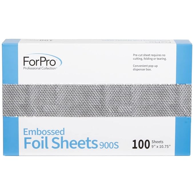 ForPro Professional Collection Embossed Foil Sheets 900S, Aluminum Foil, Pop-Up Dispenser, for Hair Color Application and Highlighting Services, Food Safe, 9” W x 10.75” L, 100-Count