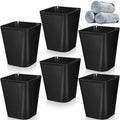 Eccliy 6 Pack Small Trash Cans for Bathroom Plastic Trash Can with 3 Rolls of Bags Small Wastebasket Garbage Bin Container, Bedroom, Home Office, Living Room, Kitchen (Black)