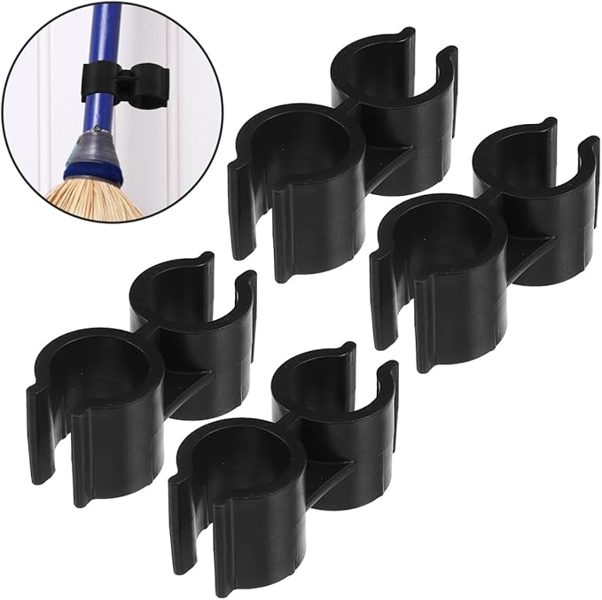 VOSAREA 4PCS Double Pipe Clamp Plastic Top Pole Clips Holder for Dustpan and Broom Connection Inner Tube Fastener for Boat and Home Use Pole Clamps Accessories