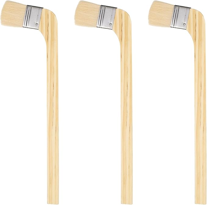 HARFINGTON Paint Brush 3Pcs 2" Brush Width Reusable Variety Angled Bend Brushes Radiator Paint for All Latex Oil Painting Furniture Walls Treatment, Brown