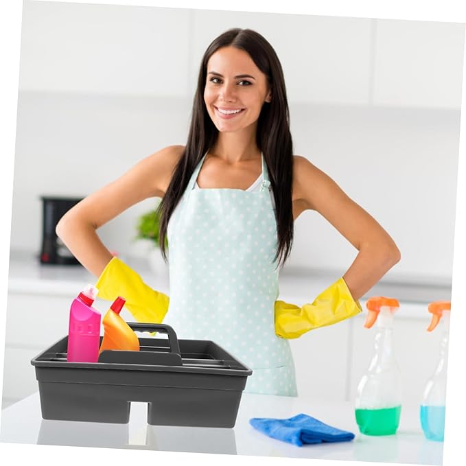 Cleaning Tool Organizer Handle Versatile Storage Box for Easy Bathroom and Home Organization and Reliable Cleaning Caddy Grey