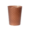 Small Metal Trash Can Wastebasket, Decorative Honeycomb Garbage Can Waste Basket, Modern Farmhouse Round Trash Bin for Bathroom, Bedroom, Kitchen and Office (Copper)