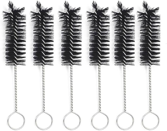 6 Piece 65mm Mini Short Soft Nylon Brush Cleaner for Glass Tube Cleaning Tools Lab Brushes