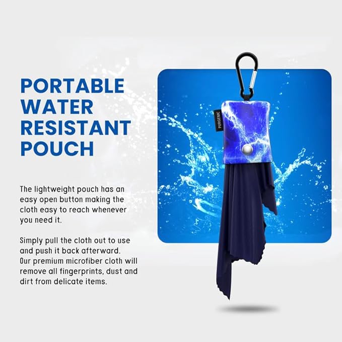 Microfiber Cloth & Glasses Wipes (6 Pack) Lens & Glasses Cleaning Cloth - Eyeglass Cleaner - Camera Lenses & Gadget Delicate Screens - Blue