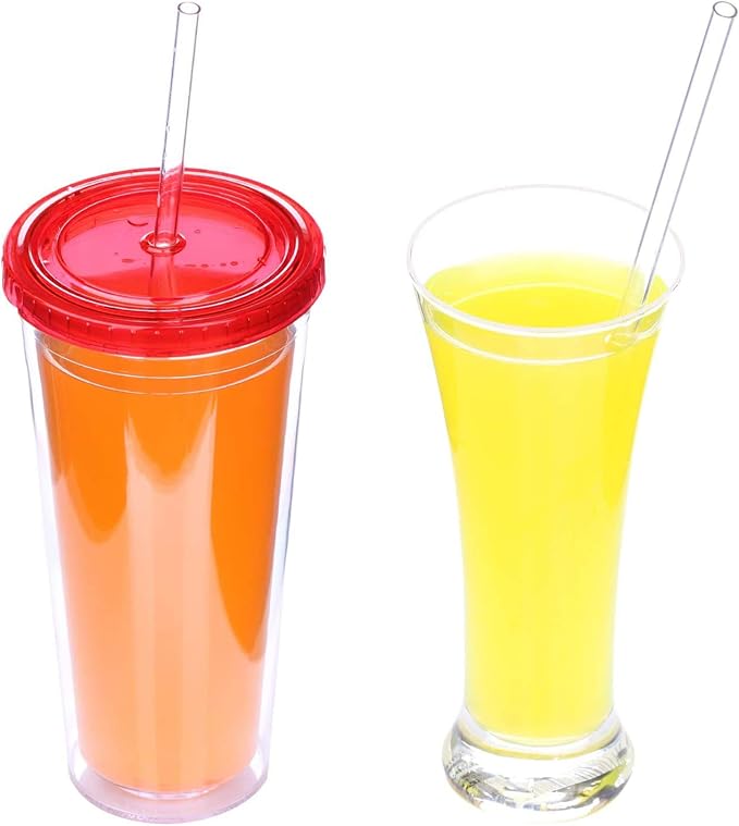 DAKOUFISH 10 Inch Reusable Plastic Replacement Drinking Straws for 16 oz & 24 oz Mason Jar Tumblers,Set of 12 Pcs Straws with Cleaning Brush (10inch, 7color)
