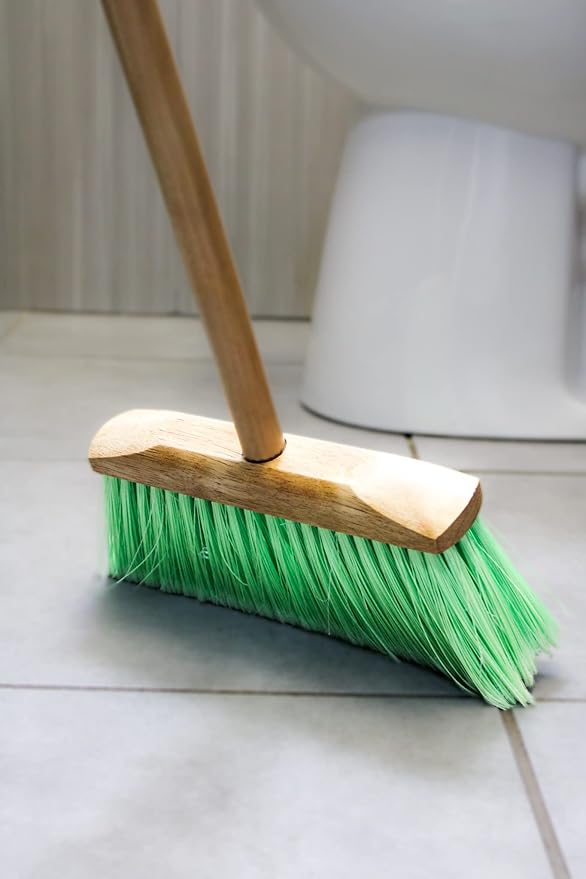 Indoor/Outdoor Heavy Duty Wooden Broom Brush, Sweeper, Head Replacement Soft bristles, Great use for Home, Kitchen, Room, Office, Patio, Deck Floor (Broom Head with a Handle)