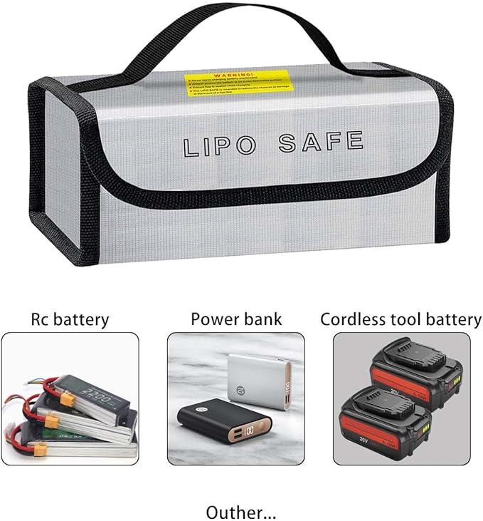 Lipo Battery Safe Bag Large Capatity Fireproof Bag for Ebike Lipo Battery Other Batteries Storage Charging Transport Home Office Travel Safe Storage Pouch