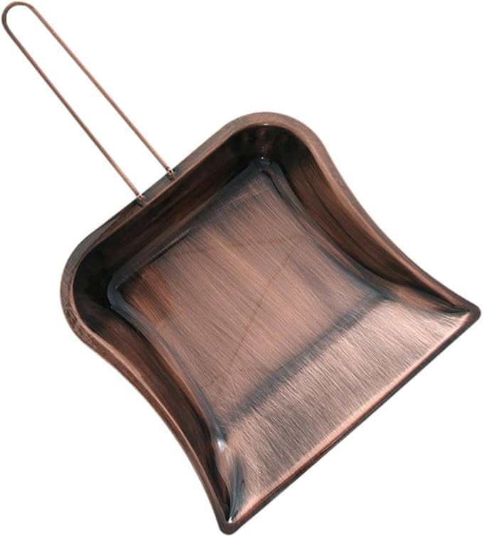 Yajuyi Handheld Copper Dustpan Trash Household Easy Handling Dust Pan Tabletop Cleaning Tool for Study Room Office Hotel Home