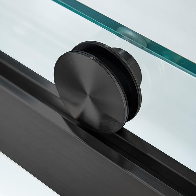 Woodbridge Frameless Bathtub Shower Doors 56-60" Width x 66" Height with 5/16"(8mm) Clear Tempered Glass, 2 Ways Opening & Double Sliding in Matte Black Finish