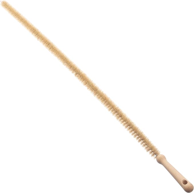 Konex 45 Inch (115cm) Premium Flexible Medium-Stiff Natural Bristle Radiator, Coil and Vent Brush with Wood Handle