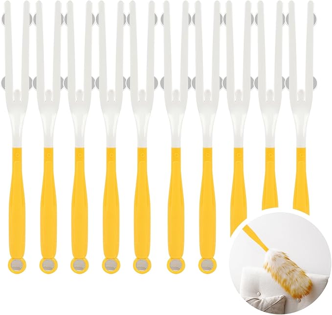 10 Pcs Duster Handle Compatible with Swiffer Duster, Thickened Material Replacement Extendable Dusters Mop Handles for Tight Spaces and Cleaning Car Blinds Furniture Electronics(Yellow)