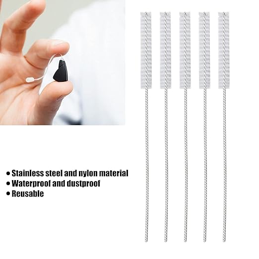 10 Pcs Hearing Aid Vent Tube Cleaning Brush, Professional Nylon Hair Hearing Aid Tube Cleaning Tool Accessory for Clean Small Holes or Pipes