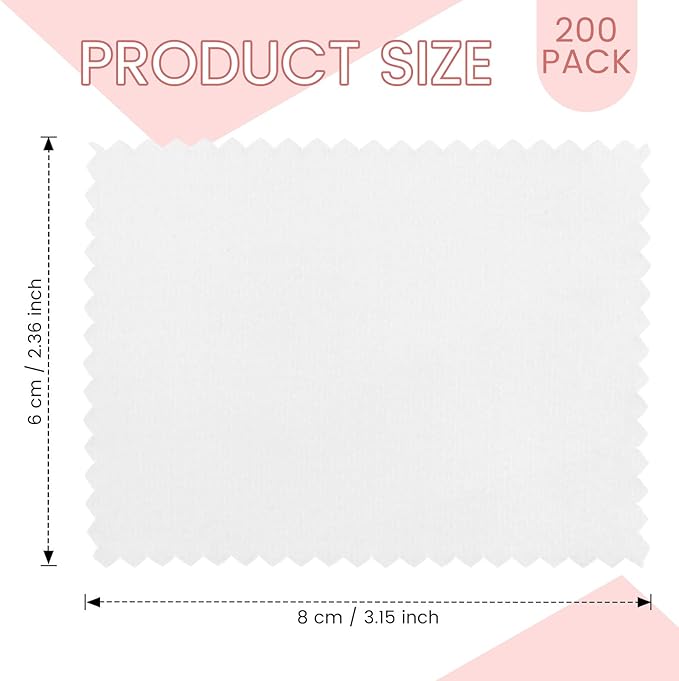 Tatuo 200 Pieces Jewelry Polishing Cloth 2.36 x 3.15 Inch Double-Sided Polishing Cloths Silver Glasses Cleaning Tools for Gold Silver and Platinum Jewelry Watch Coins Glasses(White)