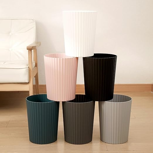 JiatuA Small Trash Can Plastic Wastebasket Round Garbage Container Bin for Bathroom, Kitchen, Bedroom, Home Office, College Dorm, White 4 Pack