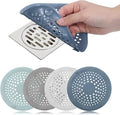 4 Packs Round Hair Drain Catcher, Drain Cover with Suction Cups, Durable Shower Drain Hair Catcher for Bathroom, Bathtub, Kitchen, Easy to Clean