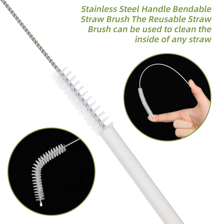 10 Pcs Straw Cleaning Brushes, 8.2 Inch Straw Cleaner Brush Extra Long Straw Brushes for Cleaning Stainless and Silicone Reusable Straws Water Bottles Tumblers Tubes