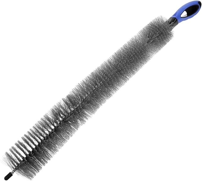 Partykindom Radiator Cleaning Brush Tool with Non-Slip Handle for Refrigerator Condenser Air Conditioner Vent and Dryer Lint - Hard Bristle Radiator Cleaning Wand for Household Dust Removal