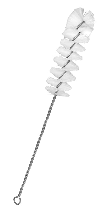 EISCO Nylon Cleaning Brush with Fan-Shaped End, 8.75" - Twisted Stainless Steel Wire Handle - Ideal for 1" - 1.2" Diameter Tubes, Bottles, Flasks, Cylinders, Jars, Vases, Cups